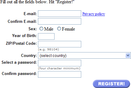 Formulario de Registro sencillo