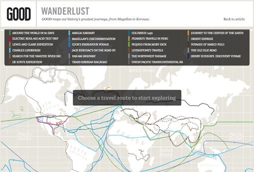 mapa con viajes historicos