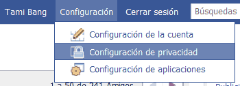 Configuraciones de privacidad en facebook