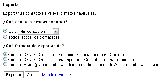 exportar en Gmail