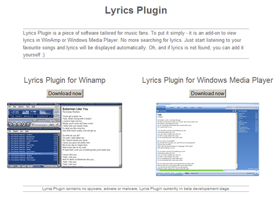 Lyrics plugin