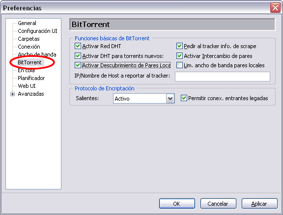 configurar BitTorrent