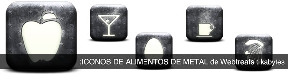 Iconos de alimentos de metal