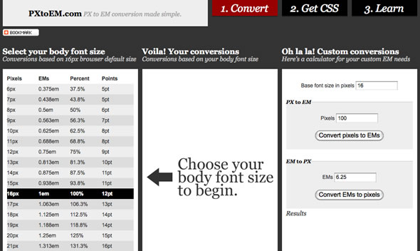 convertir px a em