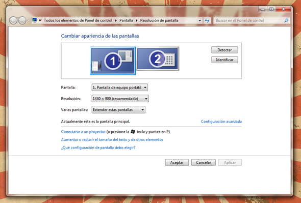 configuracion pantalla extendida