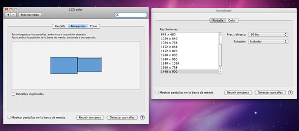 configuracion pantalla mac osx