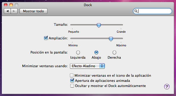 configuracion mac dock