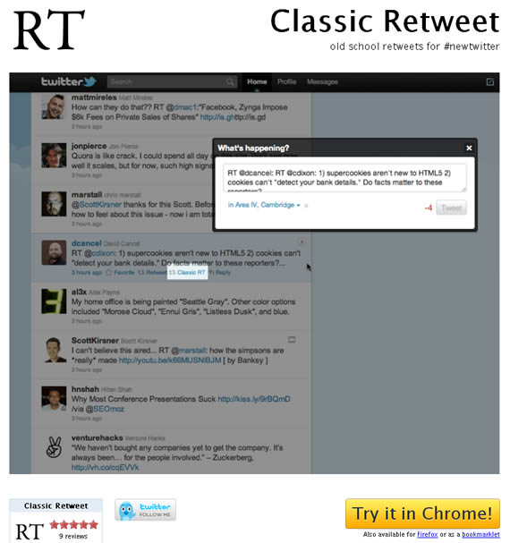 Retweet clasico desde web