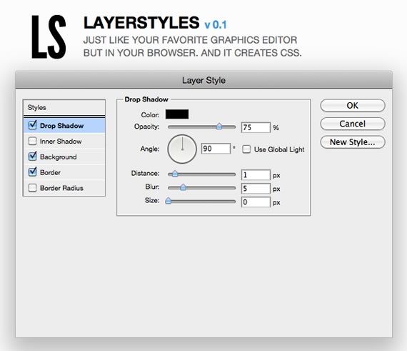 Vista previa de la página principal de Layer Styles