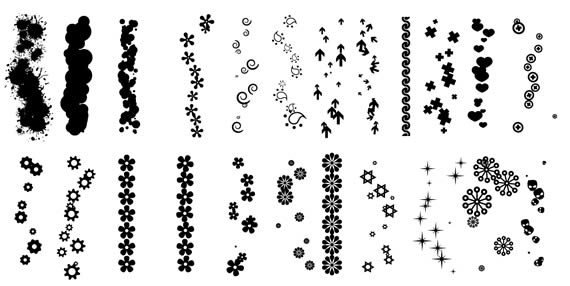 Muestrario de diferentes opciones de pinceles para Illustrator