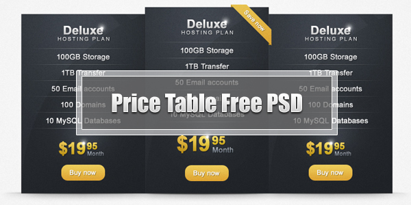 tabla precios gratis PSD