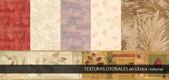 Variedad de texturas con motivos naturales y colores otoñales