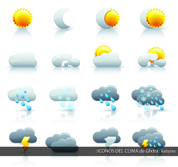 Set de iconos temáticos sobre el clima