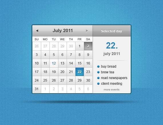 Vista previa de calendario flotante en PSD