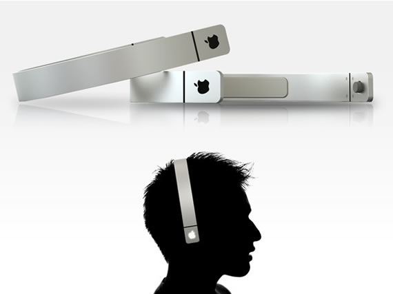 Vista previa del concepto en auriculares minimalistas estilo vincha para Apple