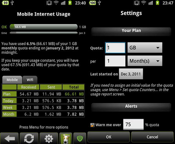 Controlar consumo en Android