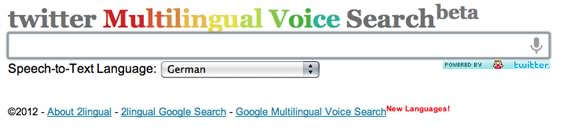 Vista previa de Twitter Multilingual Voice Search