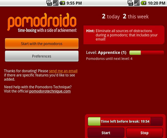 Timer para técnica Pomodoro en Android