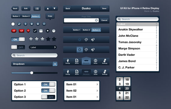 Vista previa de Elementos UI de iPhone 4