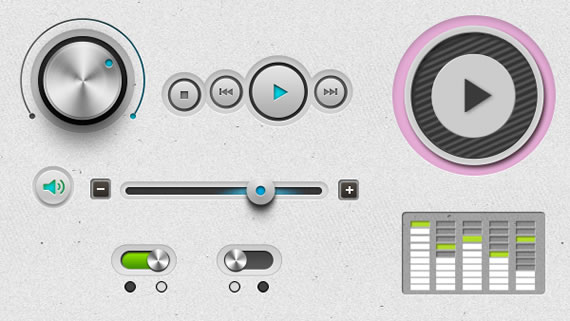 Vista previa de elementos UI para reproductor de audio