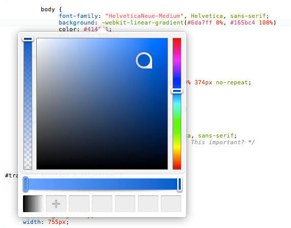 Selector de colores directamente en el editor