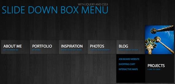 Vista previa de Slide Down Box Menu