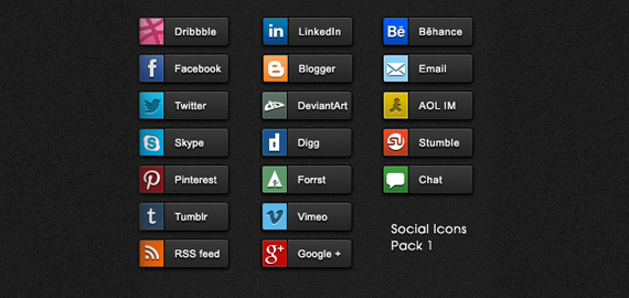 Botones con íconos sociales en PSD