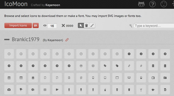 IcoMoon, colecciones de íconos personalizadas