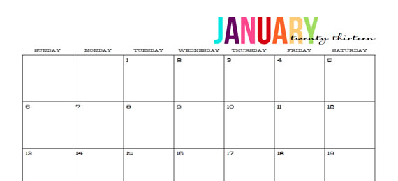 Printable Calendars 2013