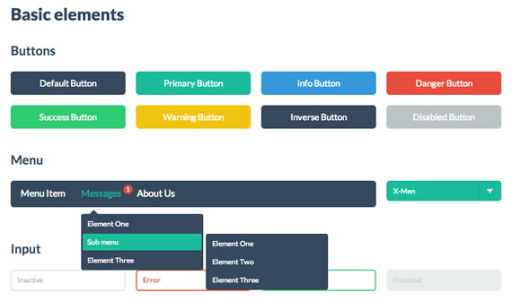 Elementos UI estilo plano