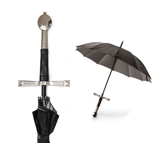 Paraguas con empuñadura de espada medieval