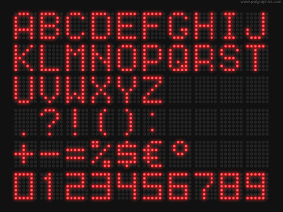 Red Led Font