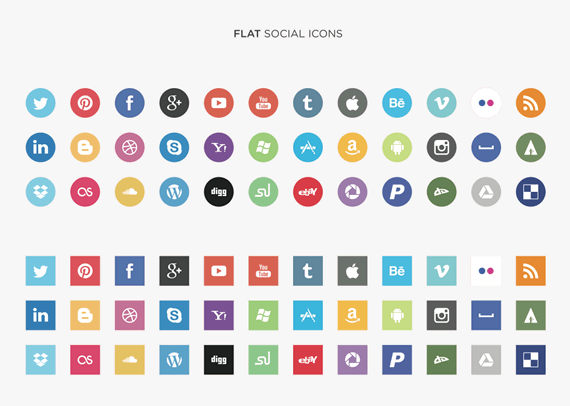 iconos planos gratuitos de las redes sociales