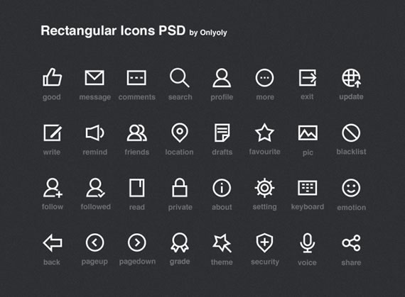 Iconos planos en PSD