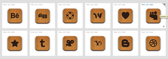 Wooden textured social icons