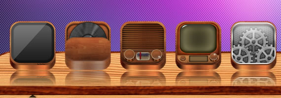 Wooden Icons iOS Style