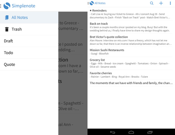 Simplenote llega finalmente a Android