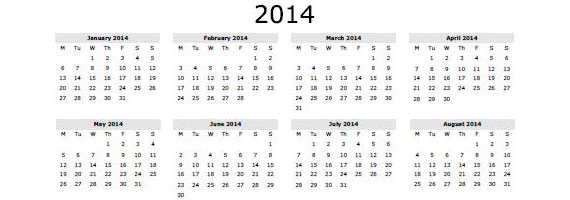 Calendarios 2014 para imprimir gratis