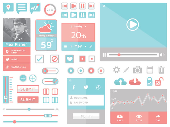 Flat UI Kit en colores pastel