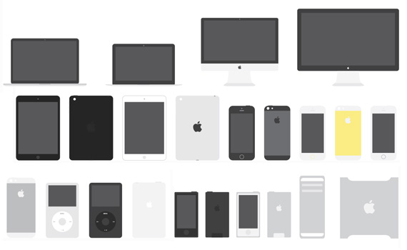 Dispositivos de Apple estilo flat en PSD y EPS