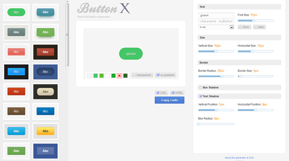 Generador de botones CSS online