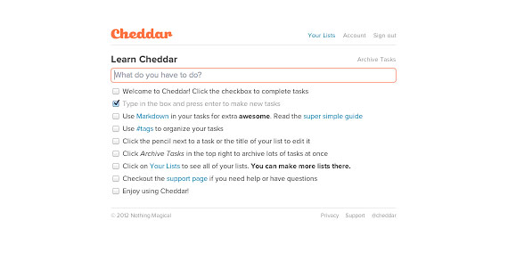 Listados de tareas en Chrome con Cheddar