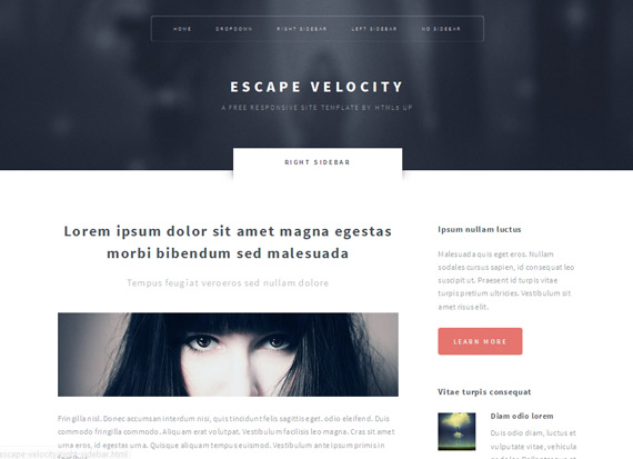 Escape Velocity: Theme HTML5 corporativo