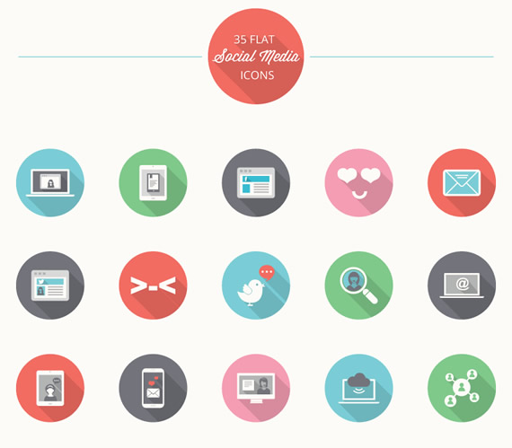 25 Flat Social Media Icons