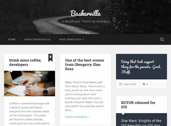 Baskerville: Plantilla grid y flat para WordPress