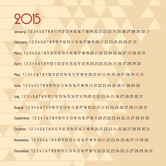 Mosaic Calendar 2015