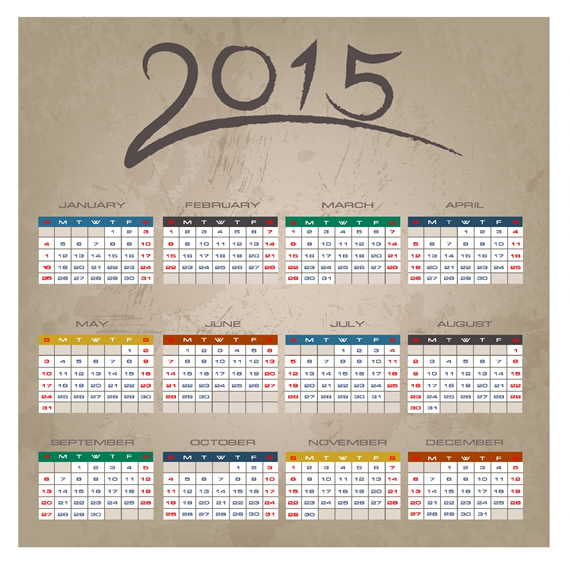 Brush Stroke Calendar 2015
