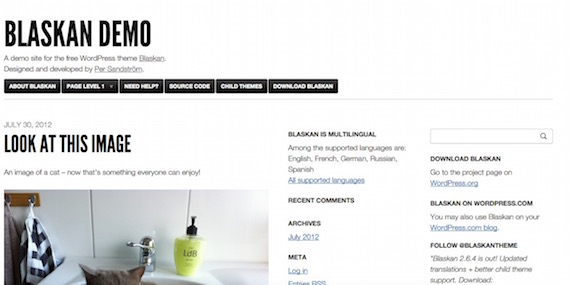 Blaskan: plantilla liviana para WordPress