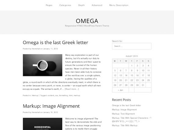 Omega: plantilla liviana para WordPress