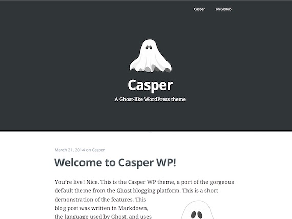 Casper: plantillas livianas para WordPress